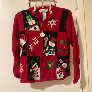 Vintage Tiara International Red Snowman Ugly Christmas Sweater